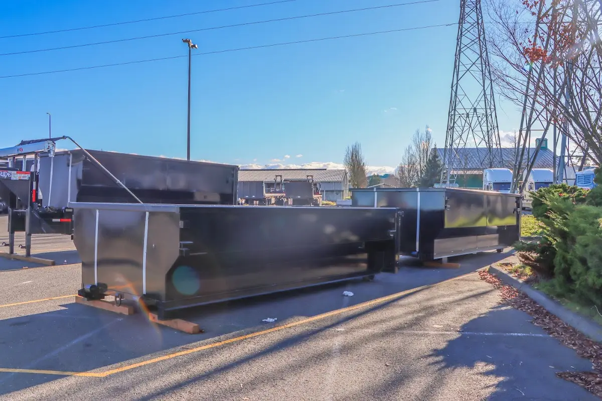 Roll-off dumpster ready for waste disposal at job site for Yard Waste Dumpster Rental in Oswego